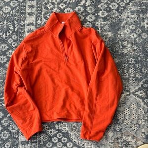 NWOT Athleta Women's Red-Orange Quarter-Zip Sweatshirt